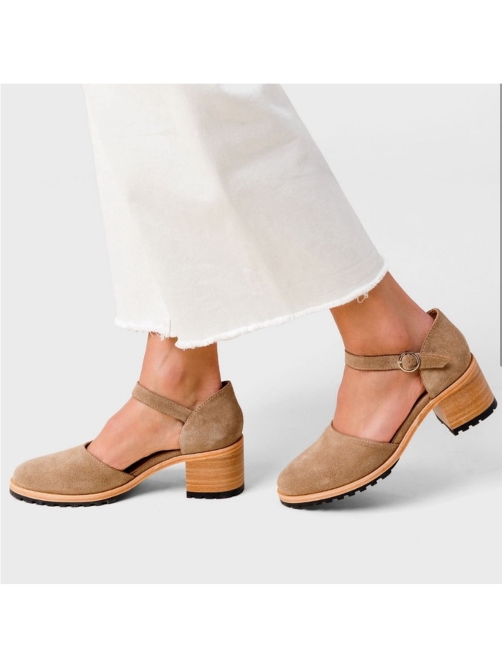 Portland Tan Suede PATINA Heeled Mary Janes Shoes Women's Size 8.5